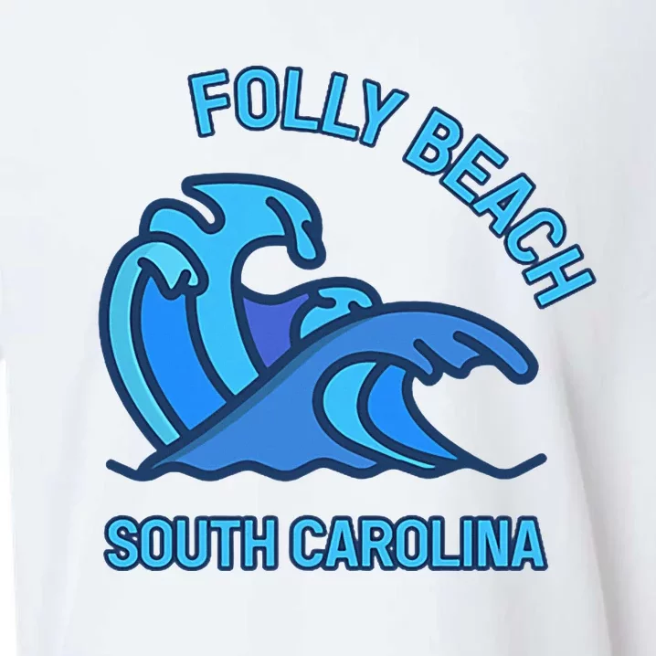 Folly Beach South Carolina Pocket Wave Souvenir Sueded Cloud Jersey T-Shirt