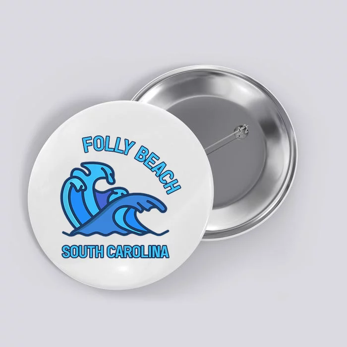 Folly Beach South Carolina Pocket Wave Souvenir Button