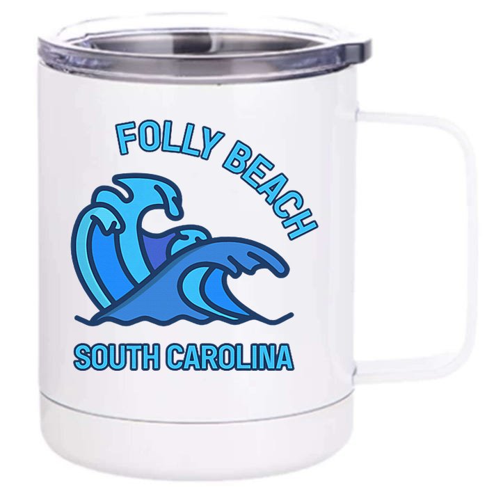 Folly Beach South Carolina Pocket Wave Souvenir Front & Back 12oz Stainless Steel Tumbler Cup