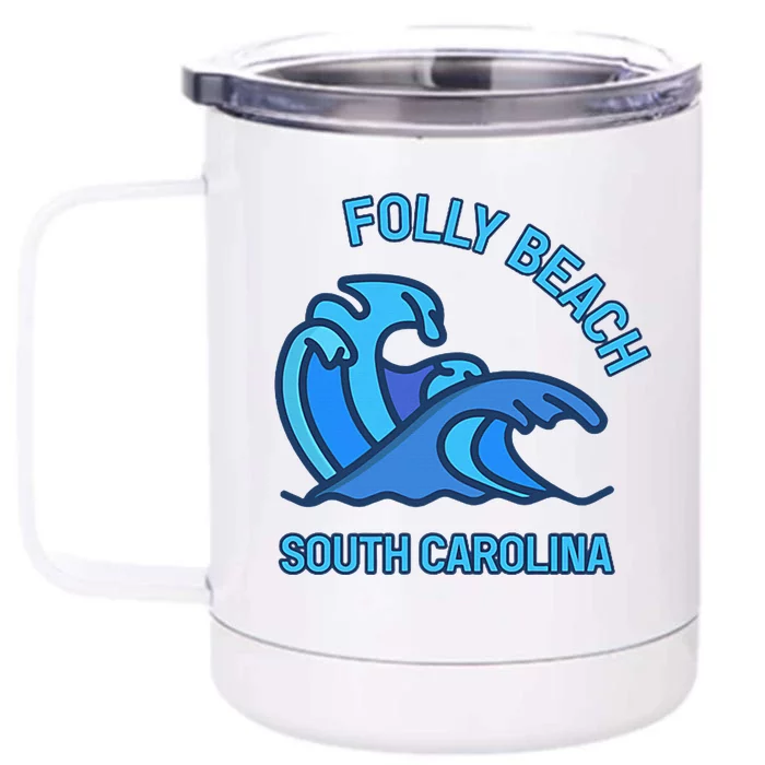 Folly Beach South Carolina Pocket Wave Souvenir Front & Back 12oz Stainless Steel Tumbler Cup