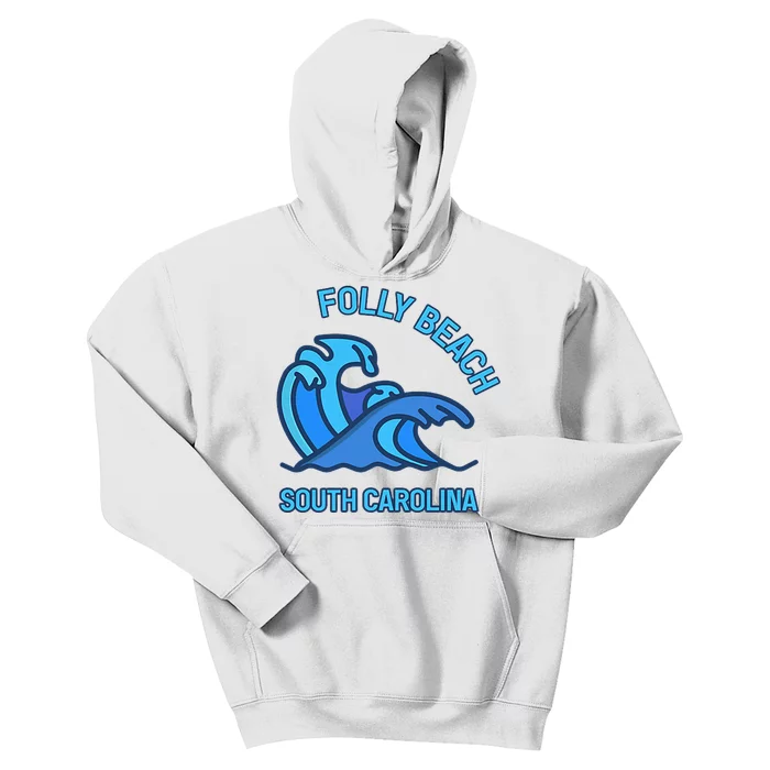 Folly Beach South Carolina Pocket Wave Souvenir Kids Hoodie