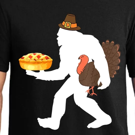 Funny Bigfoot Sasquatch Pilgrim Pie Turkey Thanksgiving Pajama Set