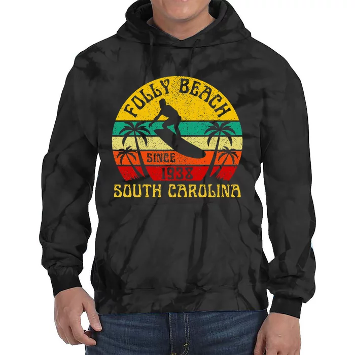 Folly Beach South Carolina Surfing Summer Vacation Tie Dye Hoodie