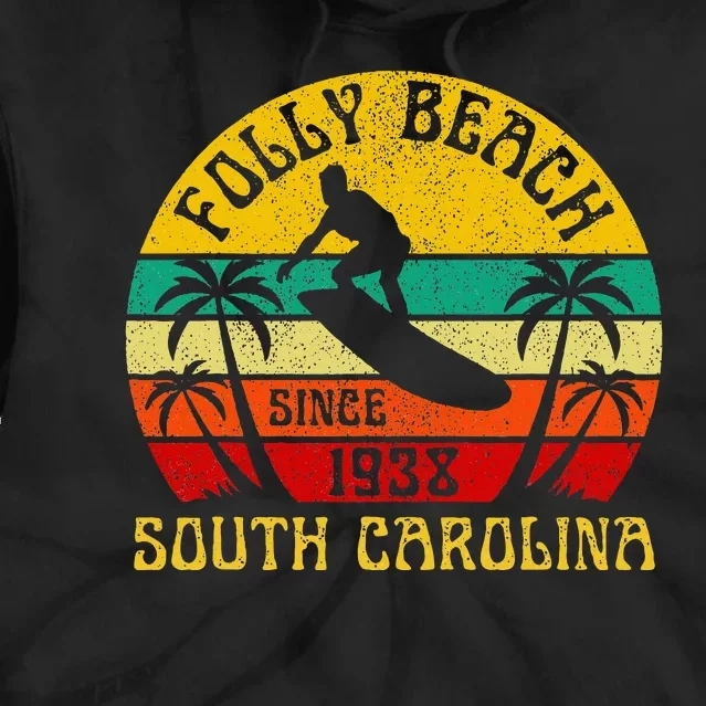 Folly Beach South Carolina Surfing Summer Vacation Tie Dye Hoodie