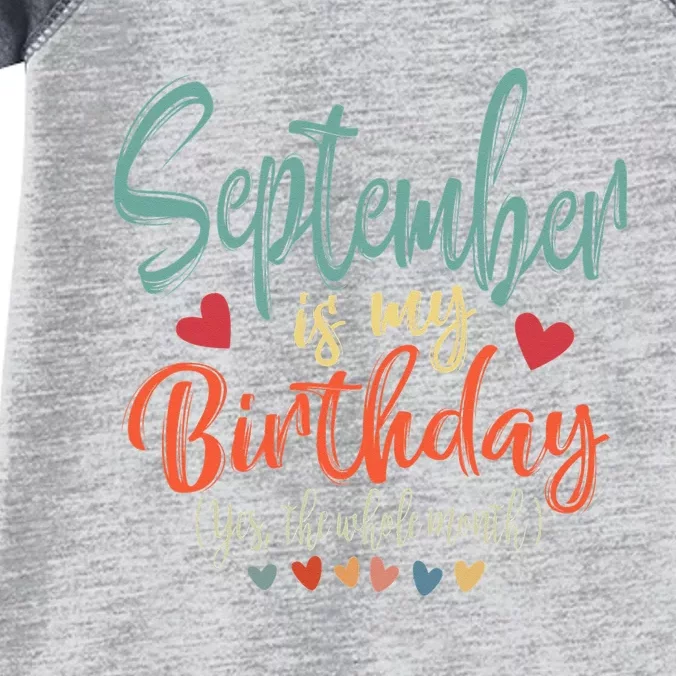 Funny Birthday September Is My Birthday Yes The Whole Month Infant Baby Jersey Bodysuit