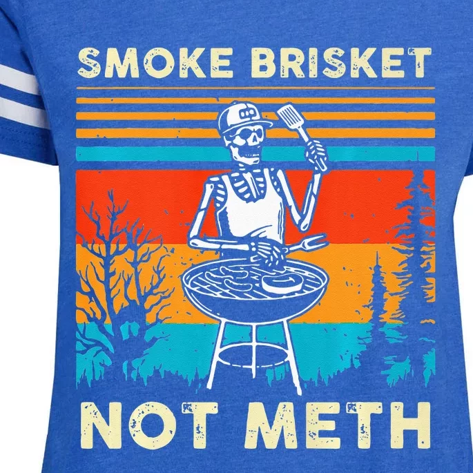 Funny BBQ Skeleton Smoke Brisket Not Meth Grilling Master Enza Ladies Jersey Football T-Shirt