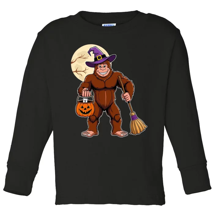 Funny Bigfoot Sasquatch Witch Halloween Costume Toddler Long Sleeve Shirt