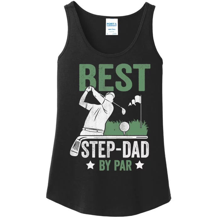 Funny Best Step-Dad By Par Fathers Day Golf Golfing Ladies Essential Tank