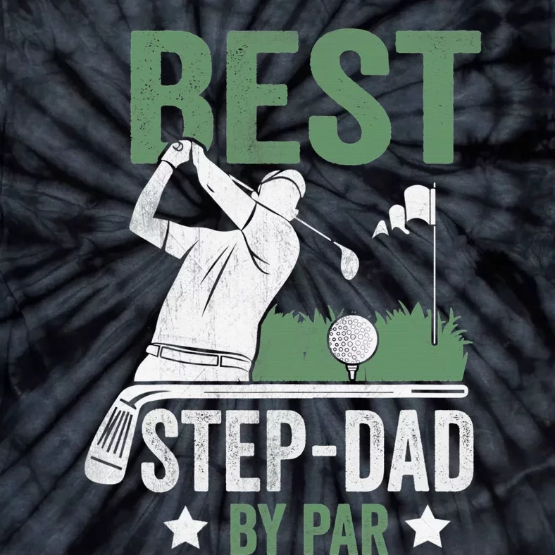 Funny Best Step-Dad By Par Fathers Day Golf Golfing Tie-Dye T-Shirt