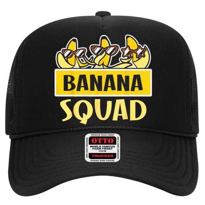 Funny BANANA SQUAD That’s Bananas Halloween Costume High Crown Mesh Trucker Hat