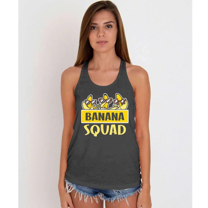 Funny BANANA SQUAD That’s Bananas Halloween Costume Women's Knotted Racerback Tank