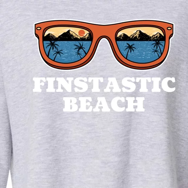 Finstastic Beach Summer Fishing Tropical Fisher Family Gift Cropped Pullover Crew