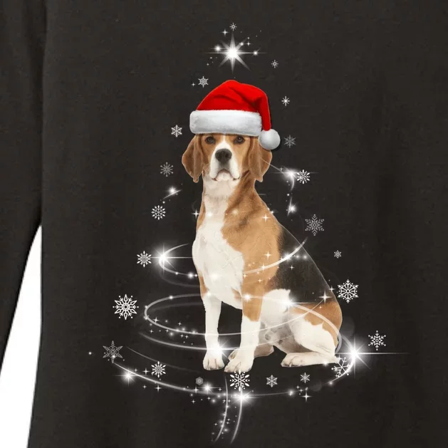 Funny Beagle Santa Merry Christmas Tree Xmas Costume Gift Womens CVC Long Sleeve Shirt