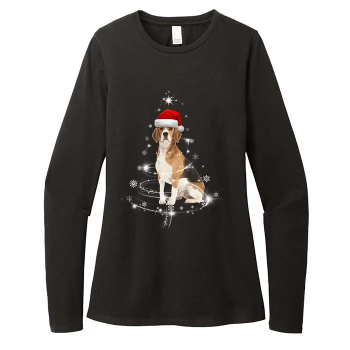 Funny Beagle Santa Merry Christmas Tree Xmas Costume Gift Womens CVC Long Sleeve Shirt