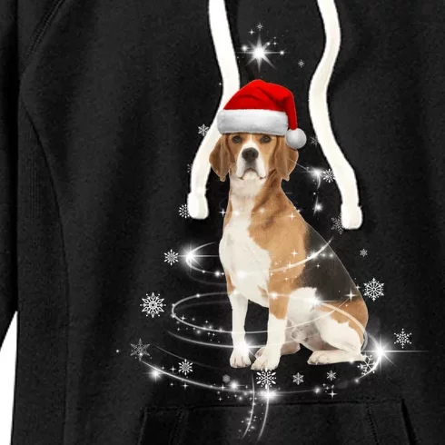 Funny Beagle Santa Merry Christmas Tree Xmas Costume Gift Women's Fleece Hoodie