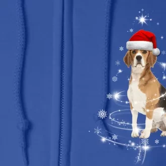 Funny Beagle Santa Merry Christmas Tree Xmas Costume Gift Full Zip Hoodie