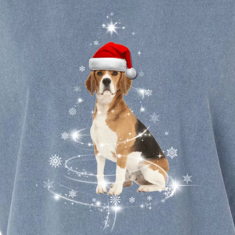 Funny Beagle Santa Merry Christmas Tree Xmas Costume Gift Garment-Dyed Women's Muscle Tee