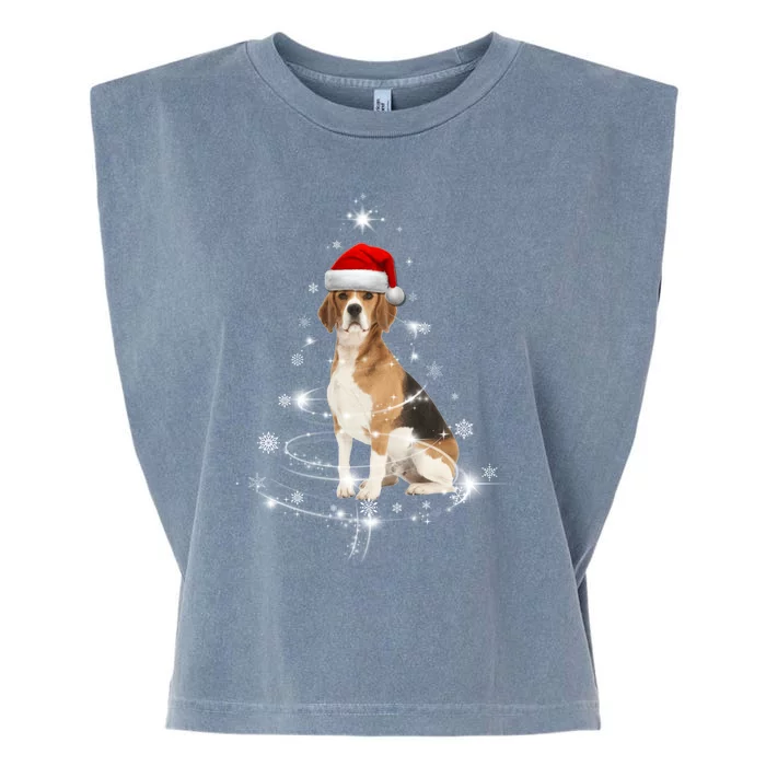 Funny Beagle Santa Merry Christmas Tree Xmas Costume Gift Garment-Dyed Women's Muscle Tee