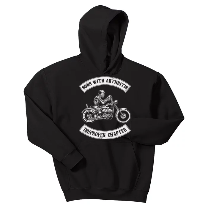 Funny Biker Skull Sons With Arthritis Ibuprofen Chapter Kids Hoodie