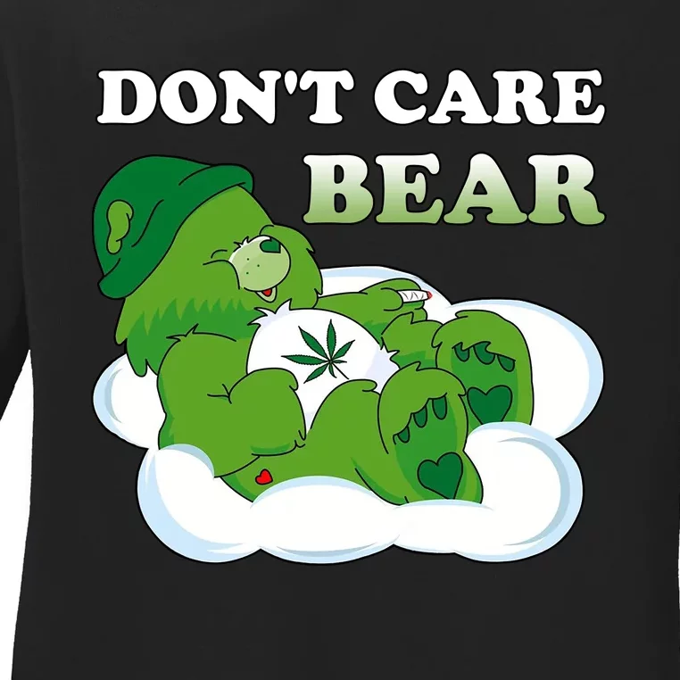 Funny Bear Smoking Weed Cannabis Ladies Long Sleeve Shirt