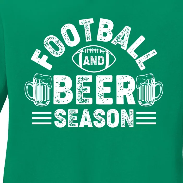 Football & Beer Season Graphic Ladies Long Sleeve Shirt