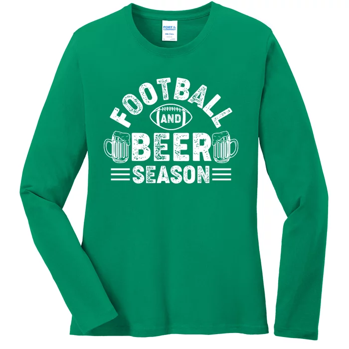 Football & Beer Season Graphic Ladies Long Sleeve Shirt