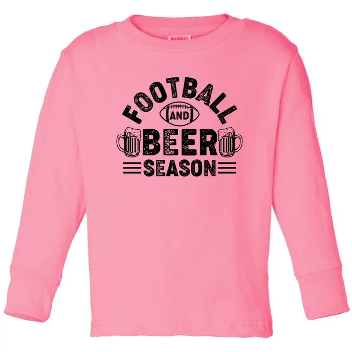 Football & Beer Season Graphic Toddler Long Sleeve Shirt