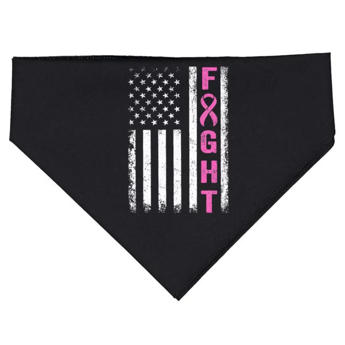 Fight Breast Survivor American Flag Breast Cancer Awareness USA-Made Doggie Bandana