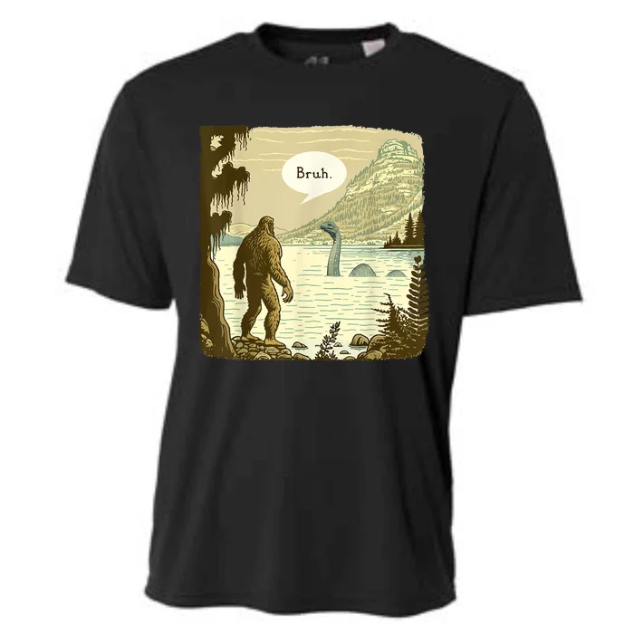 Funny Bigfoot Sasquatch Loch Ness Monster Introvert Bruh Cooling Performance Crew T-Shirt