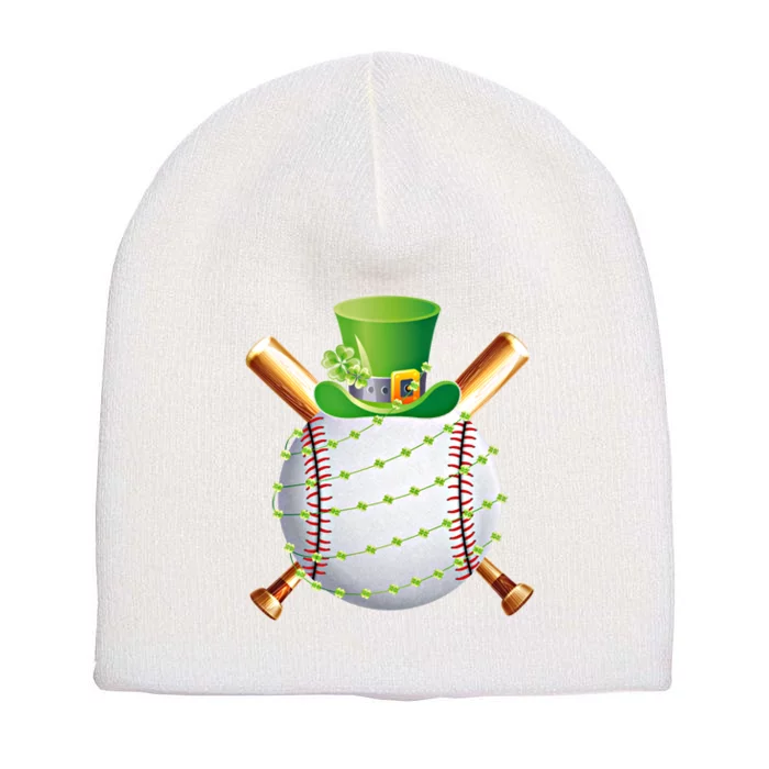 Funny Baseball St Patricks Day 2024 Ball Leprechaun Catcher Meaningful Gift Short Acrylic Beanie