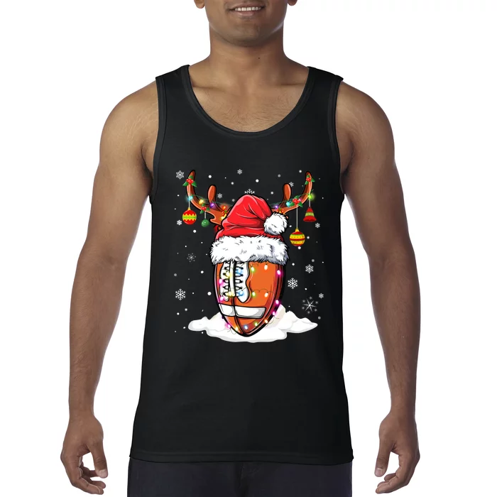 Football Ball Santa Hat Reindeer Christmas Lights Boys Mens Tank Top