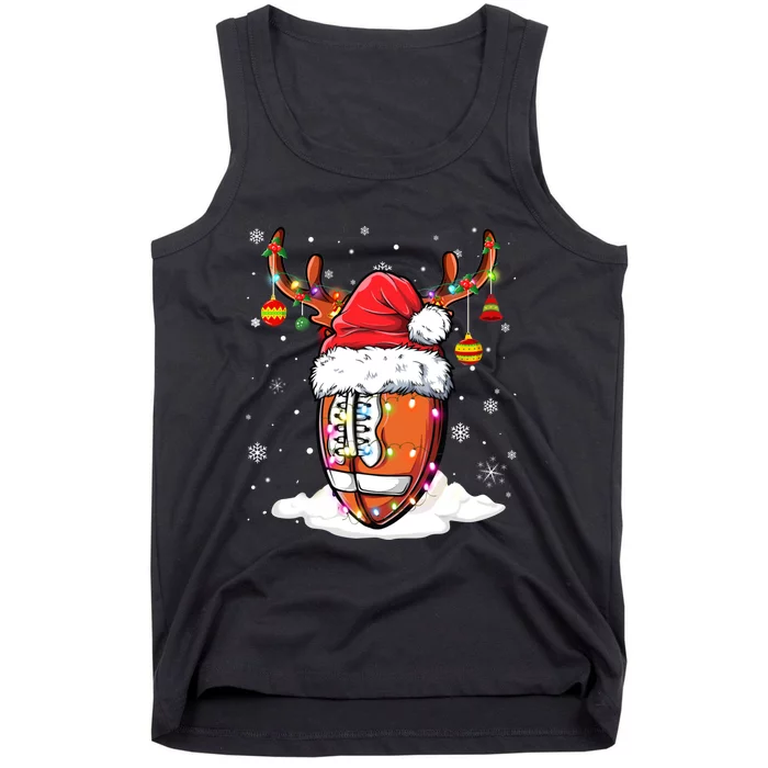 Football Ball Santa Hat Reindeer Christmas Lights Boys Mens Tank Top