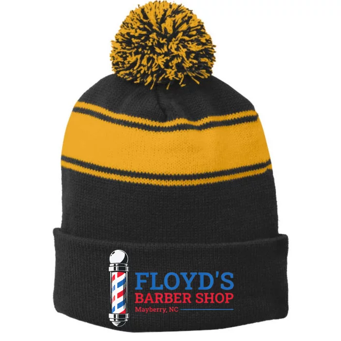 Floyds Barber Shop Mayberry North Carolina Stripe Pom Pom Beanie