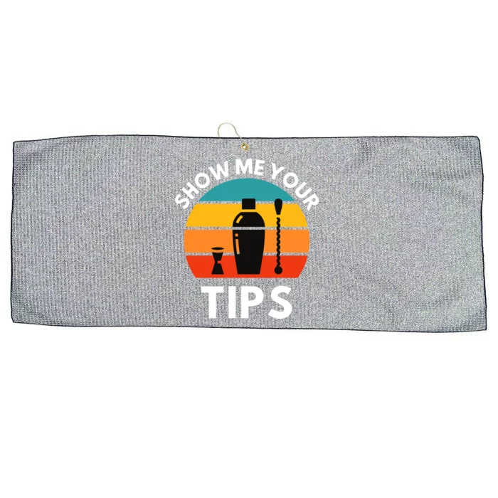 Funny Bartender Show Me Your Tips Mixologist Funny Gift Large Microfiber Waffle Golf Towel