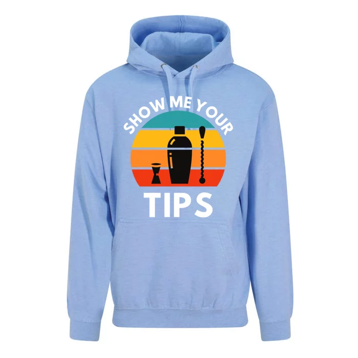 Funny Bartender Show Me Your Tips Mixologist Funny Gift Unisex Surf Hoodie