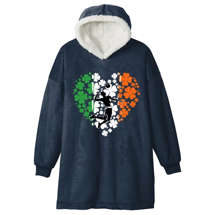 Funny Basketball Shamrock St Patrick's Day Ireland Flag Gift Hooded Wearable Blanket