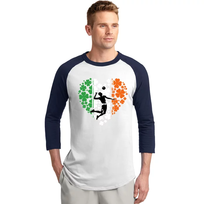 Funny Basketball Shamrock St Patrick's Day Ireland Flag Gift Baseball Sleeve Shirt