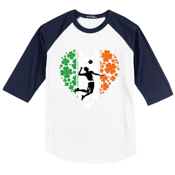 Funny Basketball Shamrock St Patrick's Day Ireland Flag Gift Baseball Sleeve Shirt