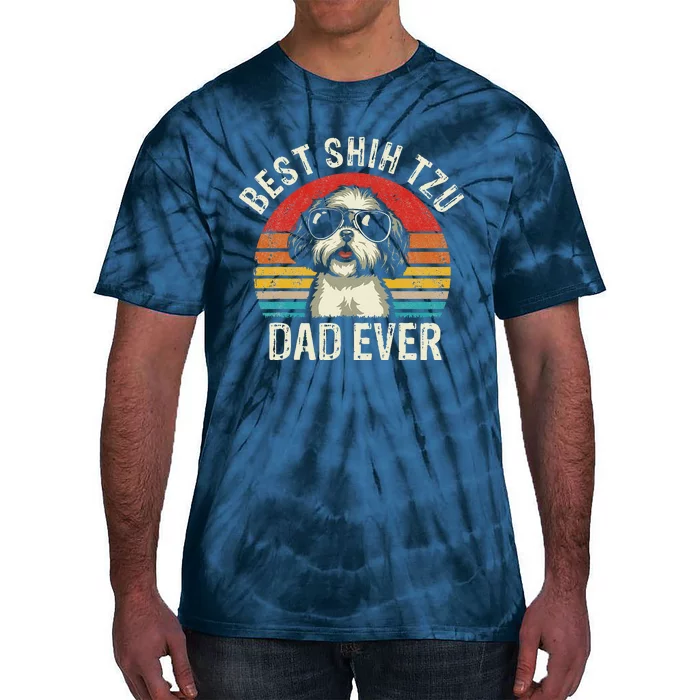 Funny Best Shih Tzu Dad Ever Fathers Day Vintage Shih Tzu Dog Tie-Dye T-Shirt