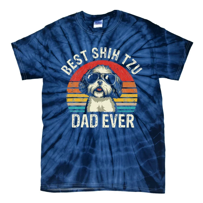 Funny Best Shih Tzu Dad Ever Fathers Day Vintage Shih Tzu Dog Tie-Dye T-Shirt