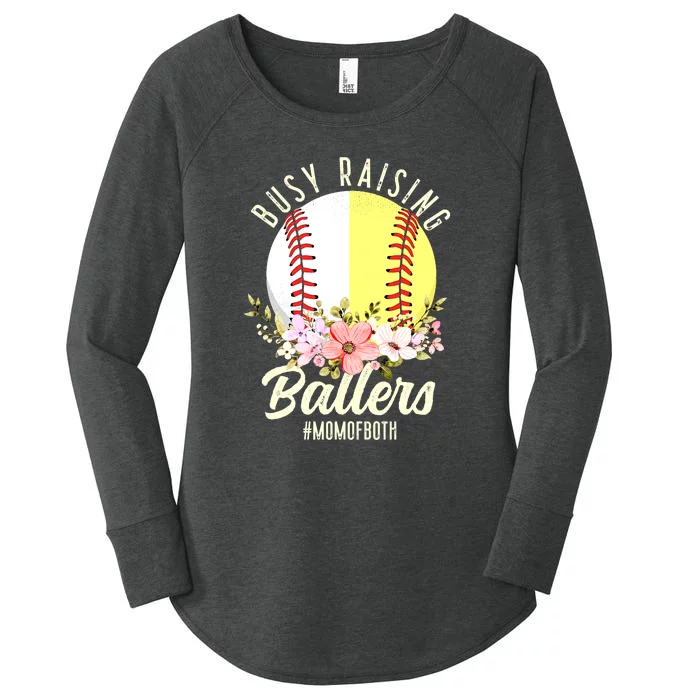 Funny Baseball Softball Mom Of Both Busy Raising Ballers Women's Perfect Tri Tunic Long Sleeve Shirt