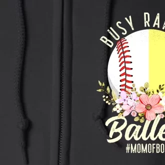 Funny Baseball Softball Mom Of Both Busy Raising Ballers Full Zip Hoodie