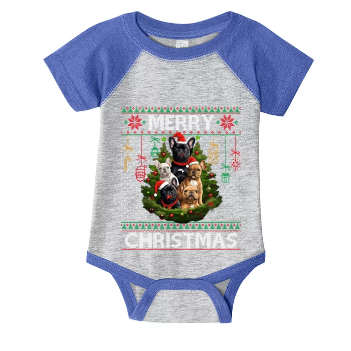 French Bulldog Santa Ugly Sweater Christmas Tree Dog Lover Meaningful Gift Infant Baby Jersey Bodysuit