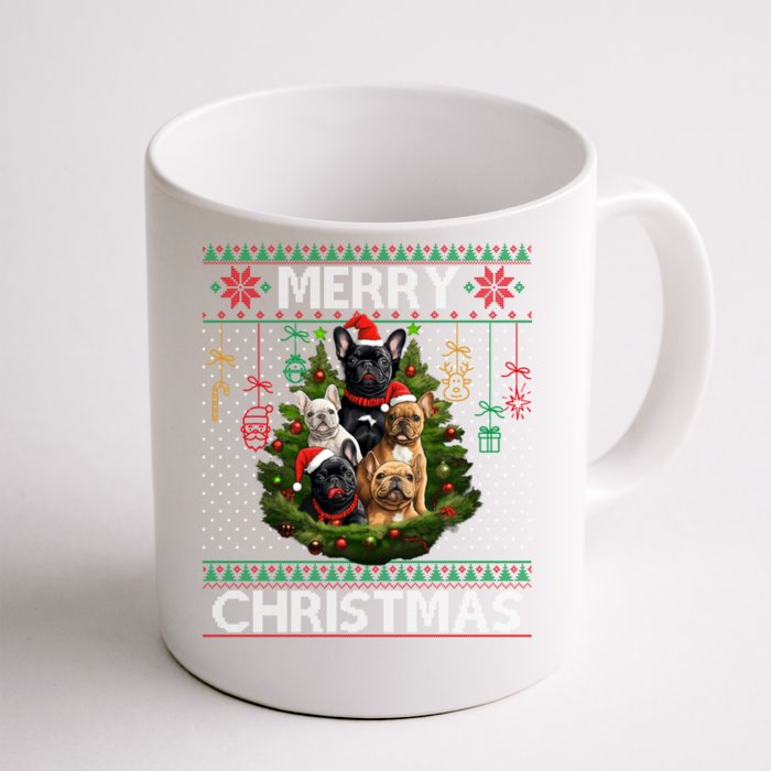 French Bulldog Santa Ugly Sweater Christmas Tree Dog Lover Meaningful Gift Front & Back Coffee Mug