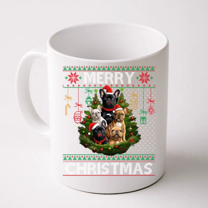 French Bulldog Santa Ugly Sweater Christmas Tree Dog Lover Meaningful Gift Front & Back Coffee Mug