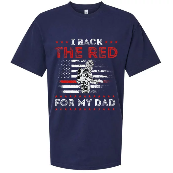 Firefighter Back The Red For My Dad Is A Daughter Son Sueded Cloud Jersey T-Shirt