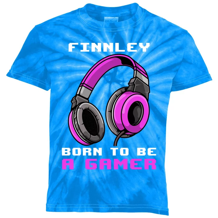 Finnley Born To Be A Gamer Personalized Gift Kids Tie-Dye T-Shirt