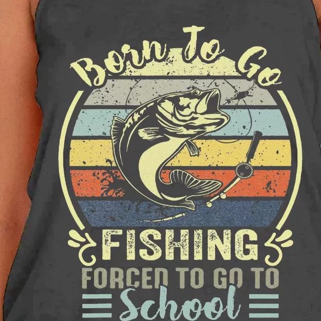 Funny Born To Go Fishing Bass Fish Fisherman Cute Women's Knotted Racerback Tank