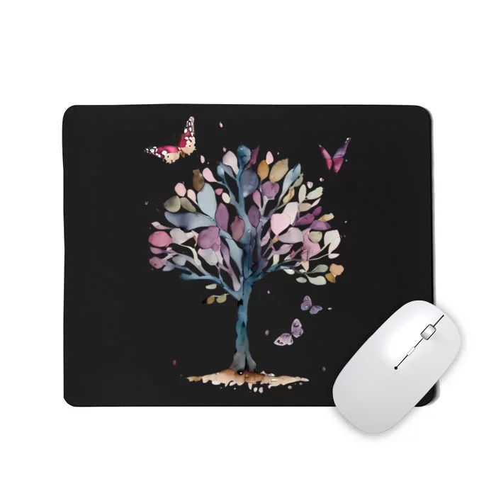 Funny Butterfly Tree Beautiful Art Mousepad