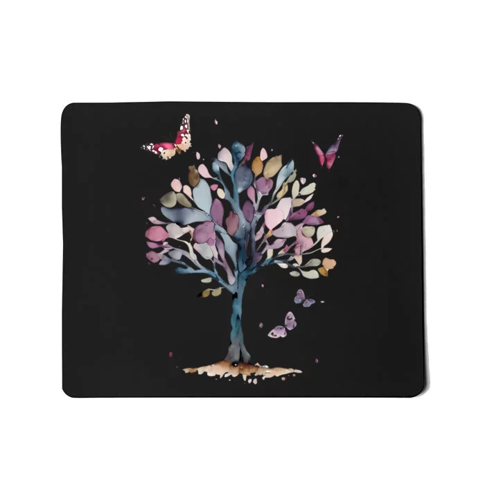 Funny Butterfly Tree Beautiful Art Mousepad